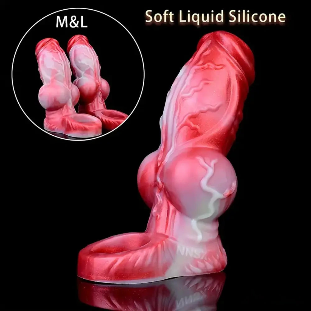 4.92in 5.83in Silicone Soft Dildo Sleeve Dog Animal Knotted Penis Extender