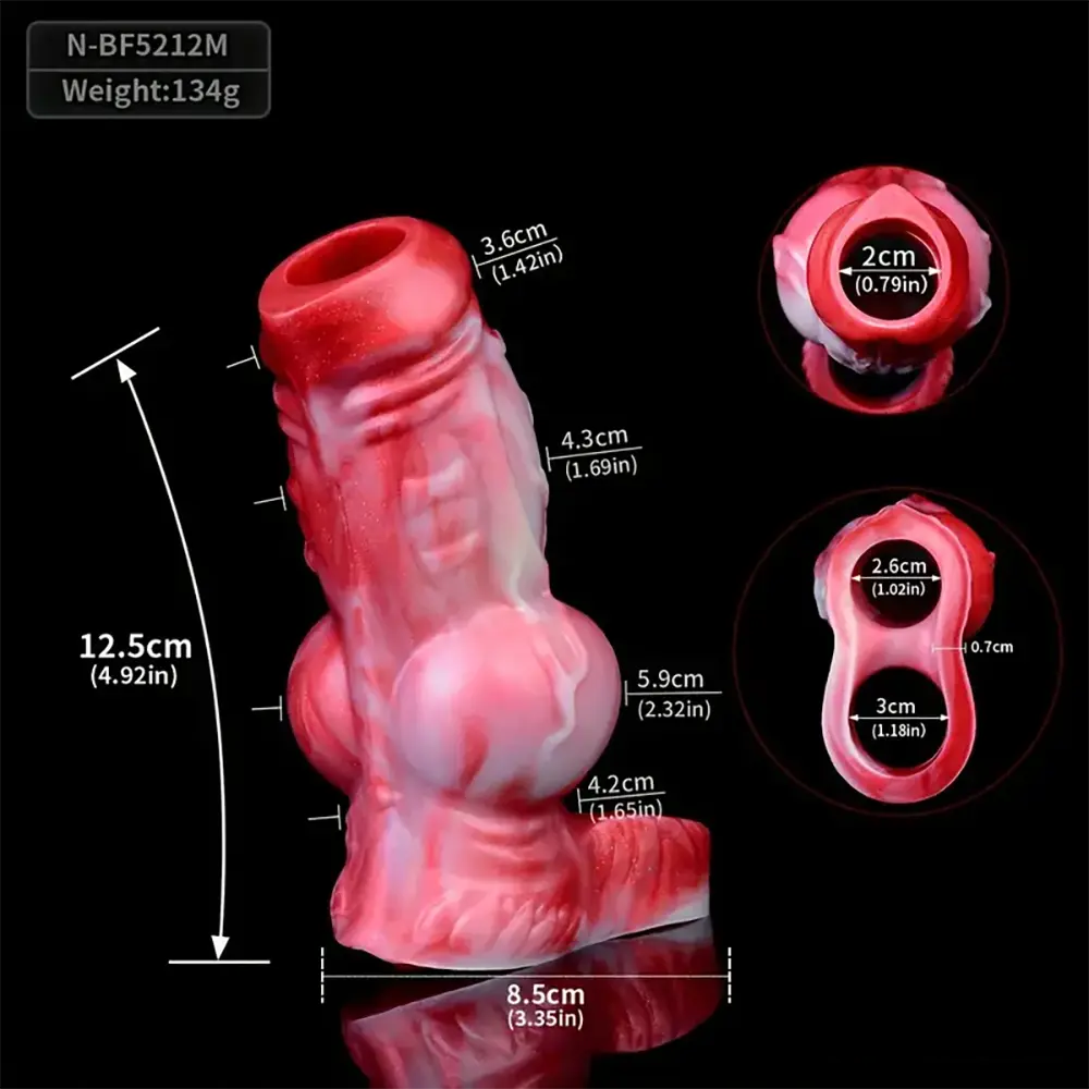 4.92in 5.83in Silicone Soft Dildo Sleeve Dog Animal Knotted Penis Extender
