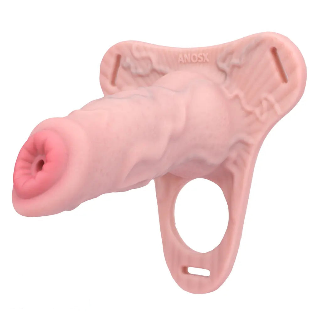 4.92in Silicone Animal Cock Cage Strap on Chastity Dildo Lock Cock Ring