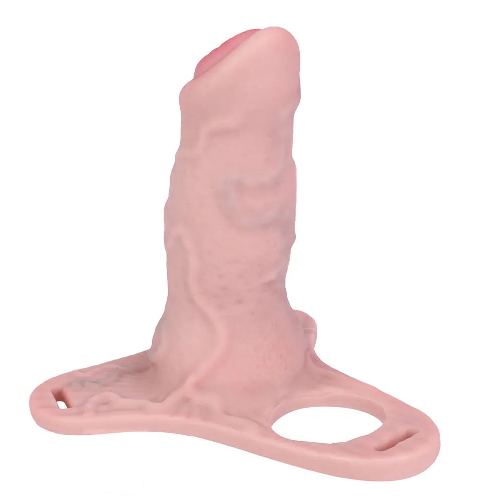 4.92in Silicone Animal Cock Cage Strap on Chastity Dildo Lock Cock Ring