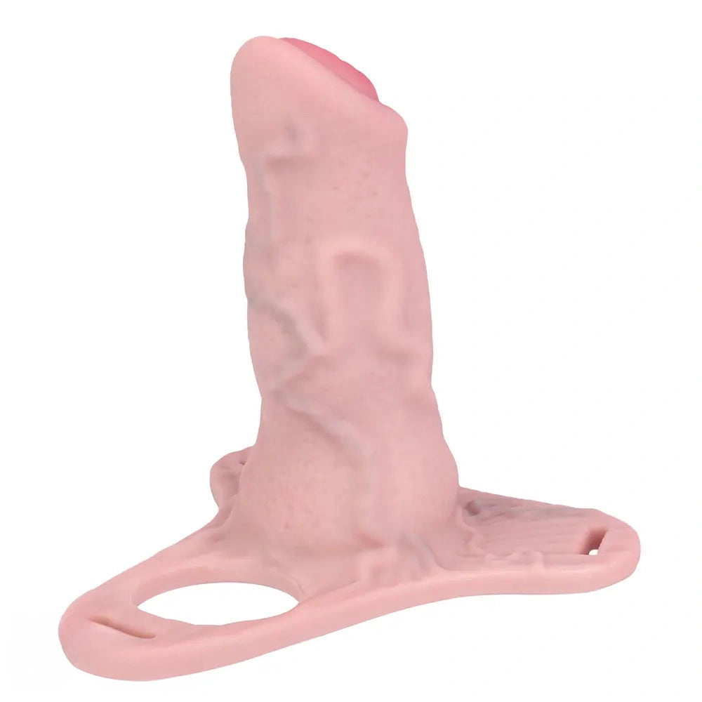 4.92in Silicone Animal Cock Cage Strap on Chastity Dildo Lock Cock Ring