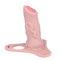 4.92in Silicone Animal Cock Cage Strap on Chastity Dildo Lock Cock Ring