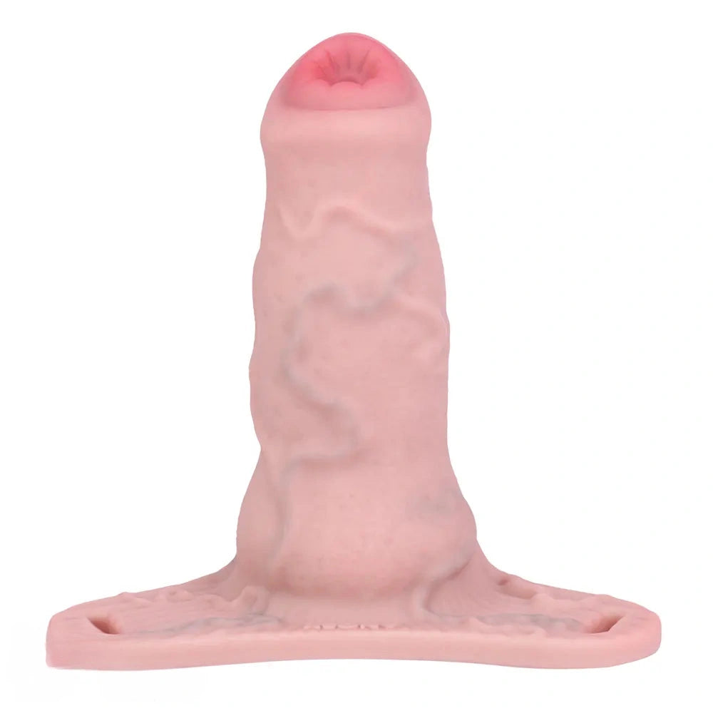 4.92in Silicone Animal Cock Cage Strap on Chastity Dildo Lock Cock Ring