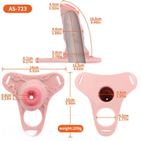 4.92in Silicone Animal Cock Cage Strap on Chastity Dildo Lock Cock Ring
