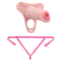 4.92in Silicone Animal Cock Cage Strap on Chastity Dildo Lock Cock Ring