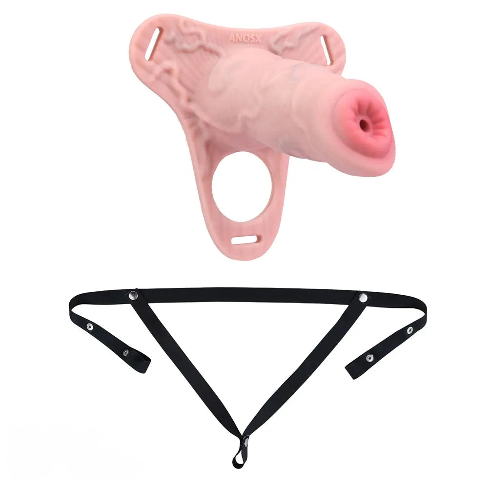 4.92in Silicone Animal Cock Cage Strap on Chastity Dildo Lock Cock Ring