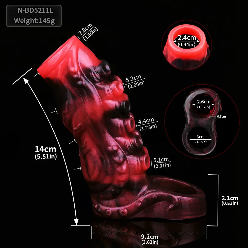 4.96in 5.51in 6.69in Tentacle Animal Soft Dildo Sleeve Cock Extender