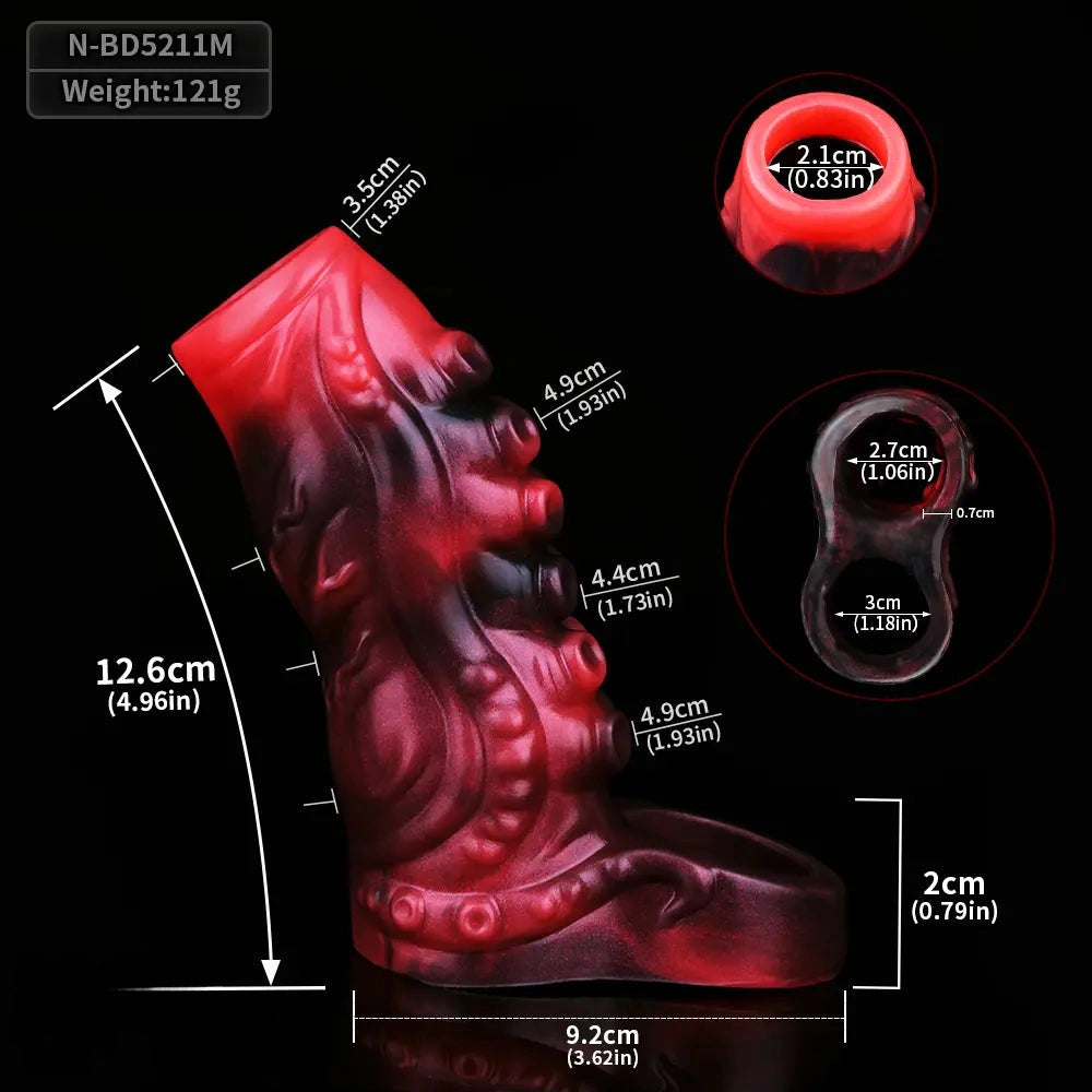 4.96in 5.51in 6.69in Tentacle Animal Soft Dildo Sleeve Cock Extender