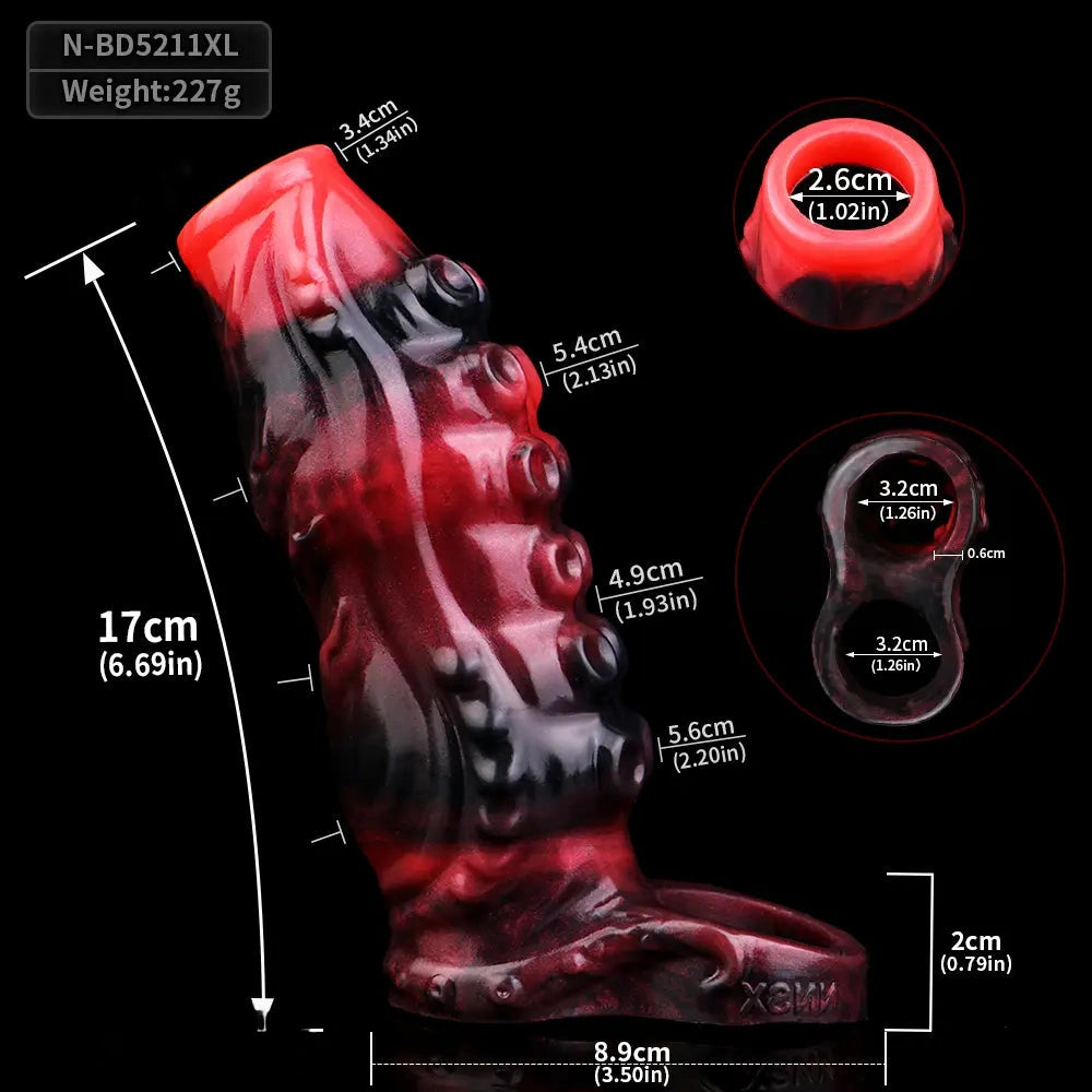 4.96in 5.51in 6.69in Tentacle Animal Soft Dildo Sleeve Cock Extender