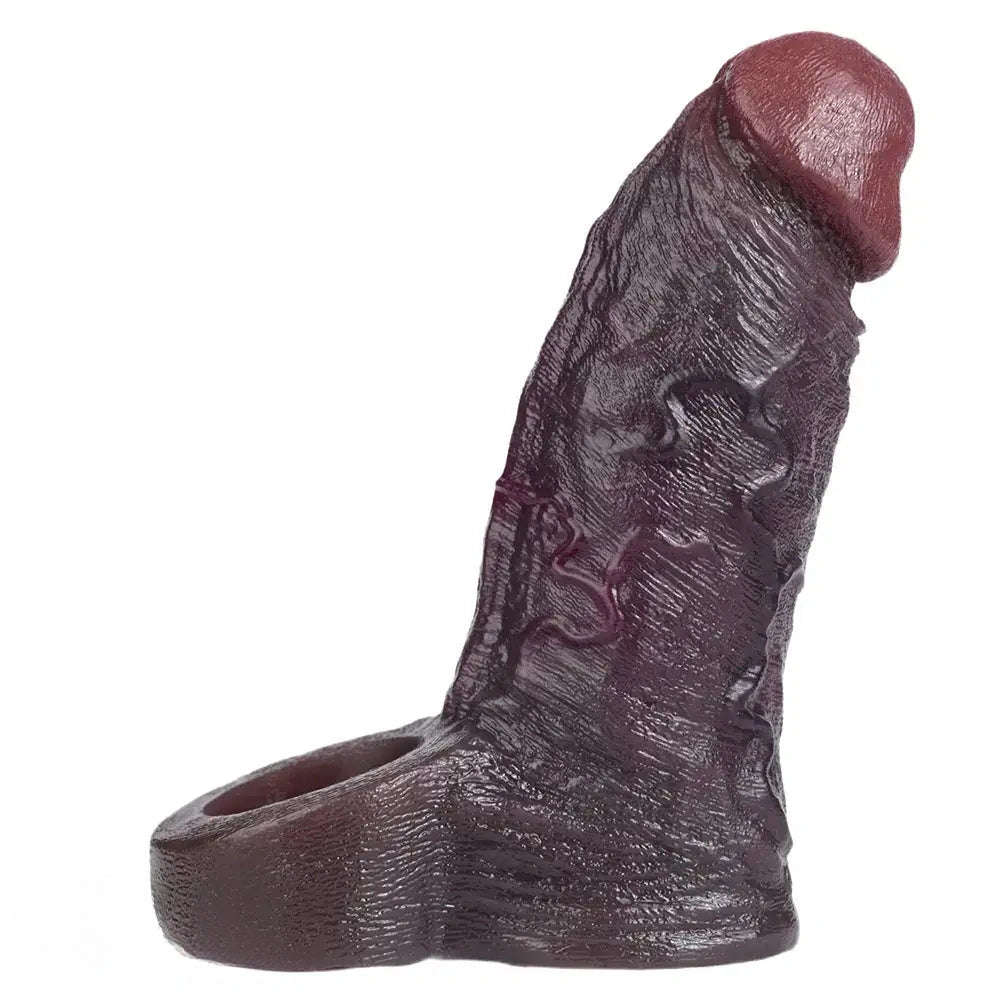 4.96in 6.42in Body-Safe Silicone Ultra-Realistic Penis Sleeve Dildo Toy