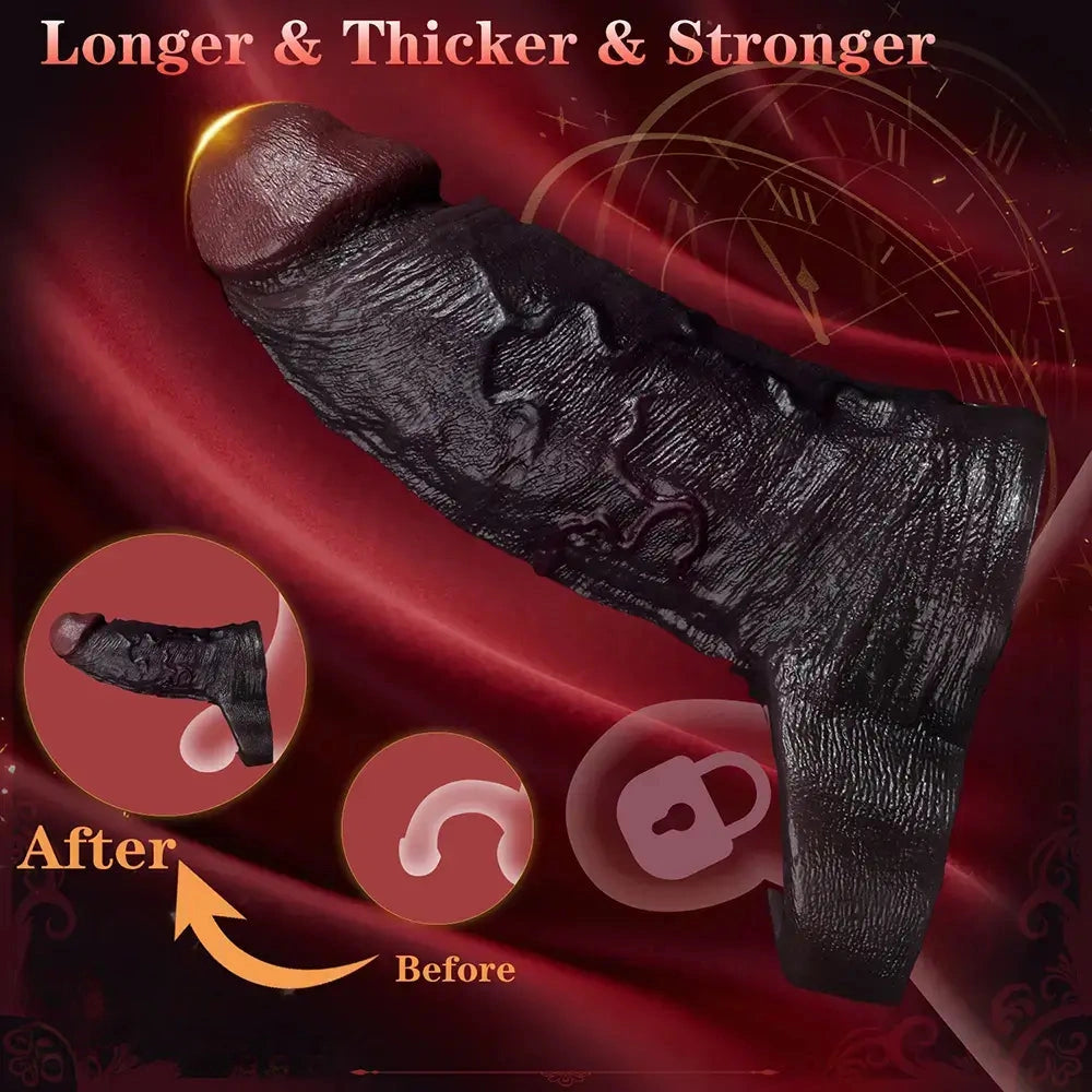 4.96in 6.42in Body-Safe Silicone Ultra-Realistic Penis Sleeve Dildo Toy