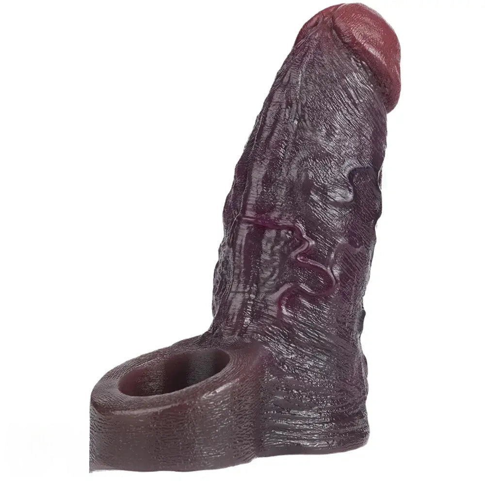 4.96in 6.42in Body-Safe Silicone Ultra-Realistic Penis Sleeve Dildo Toy