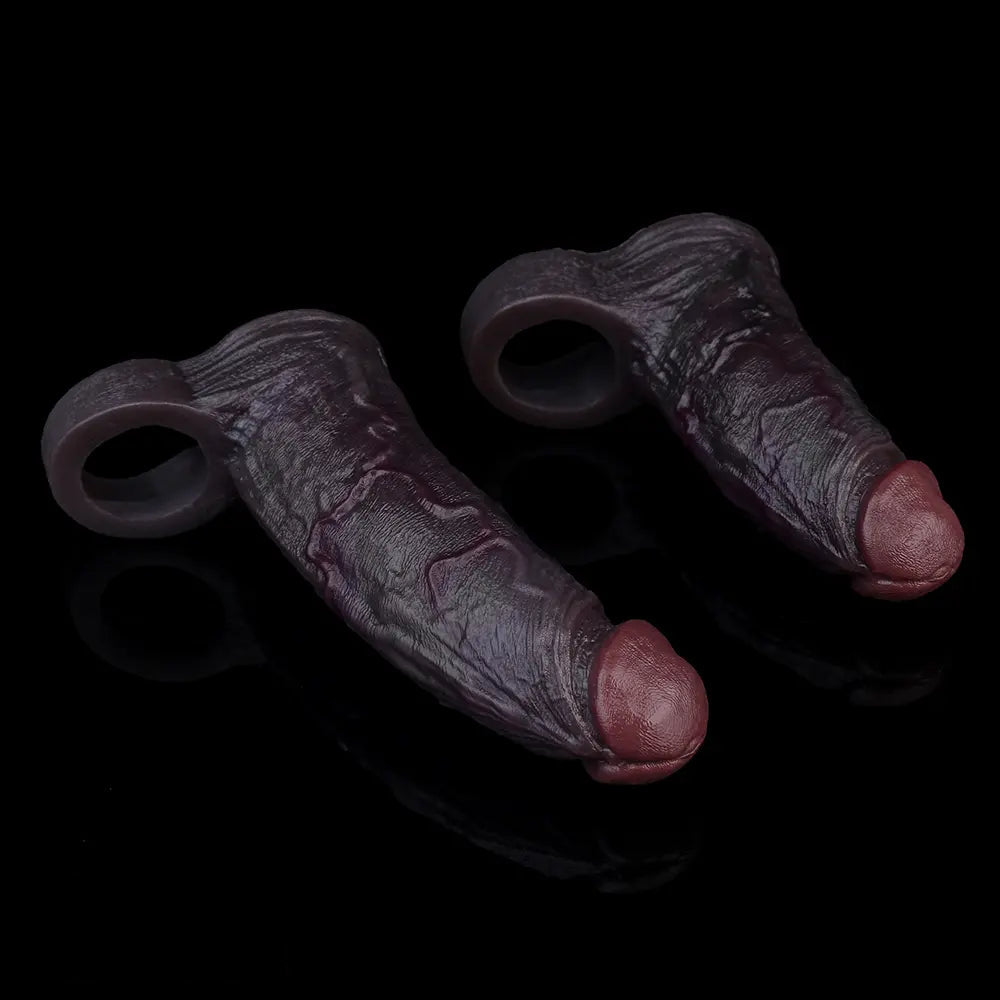 4.96in 6.42in Body-Safe Silicone Ultra-Realistic Penis Sleeve Dildo Toy