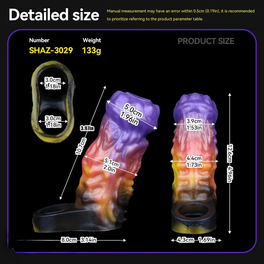 4.96in Ozuros Fantasy Odd Silicone Soft Dildo Sleeve Cock Extender