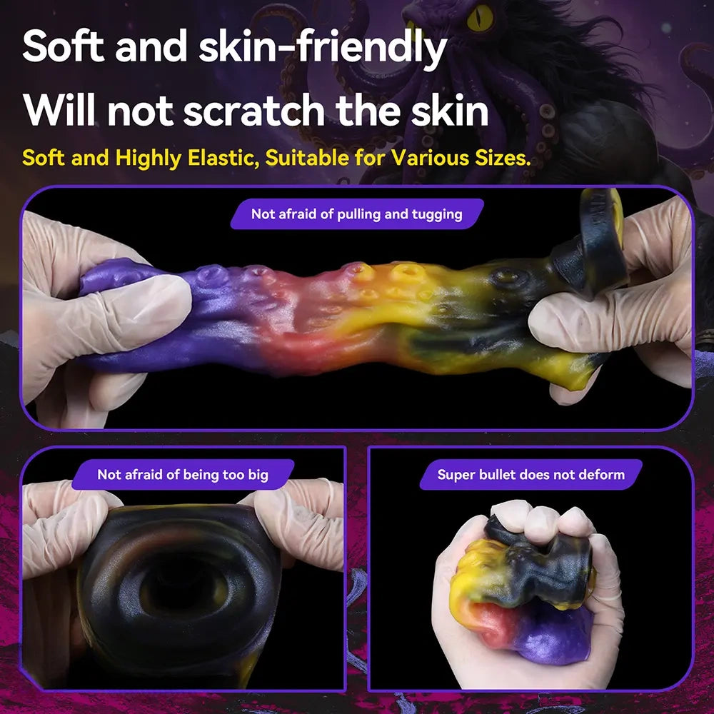 4.96in Sathos Euvoros Tentacle Silicone Soft Dildo Sleeve Cock Extender