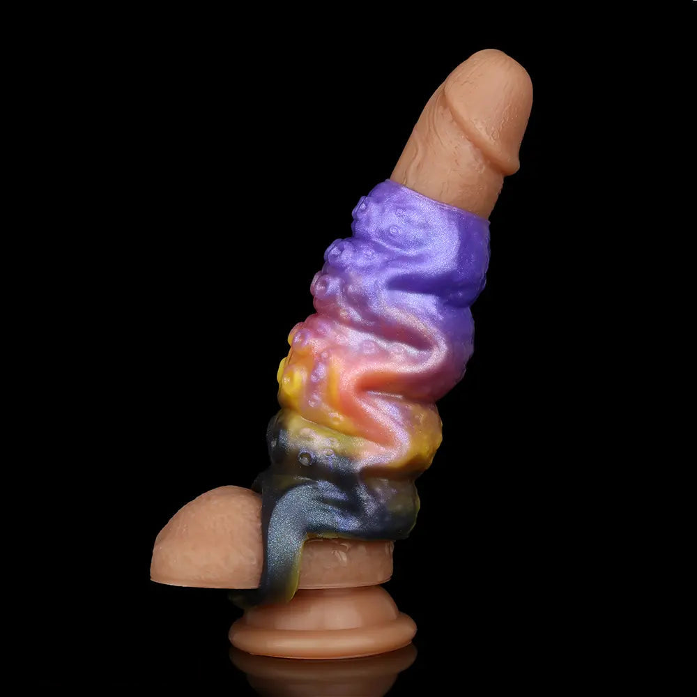 4.96in Sathos Euvoros Tentacle Silicone Soft Dildo Sleeve Cock Extender