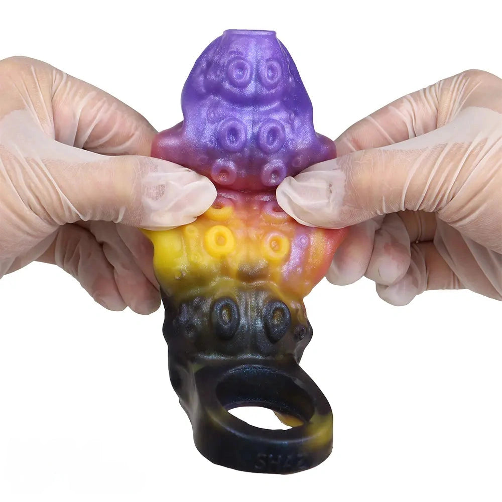4.96in Sathos Euvoros Tentacle Silicone Soft Dildo Sleeve Cock Extender