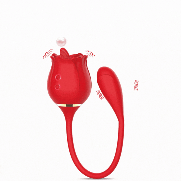 2 in 1 Rose Klitoris Vibrator Zunge lecken Stoßen Vibrator Nippel Stimulator 