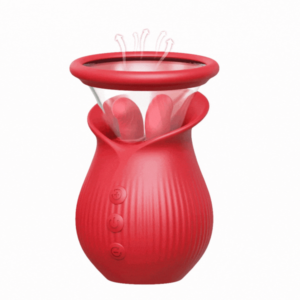 Rose Romeo - 3in1 Rose Sex Toy with 2 Suction Cups Adult Toys Female Clitoral Nipple Vibrators with 10 Licking Sucking Vibrating