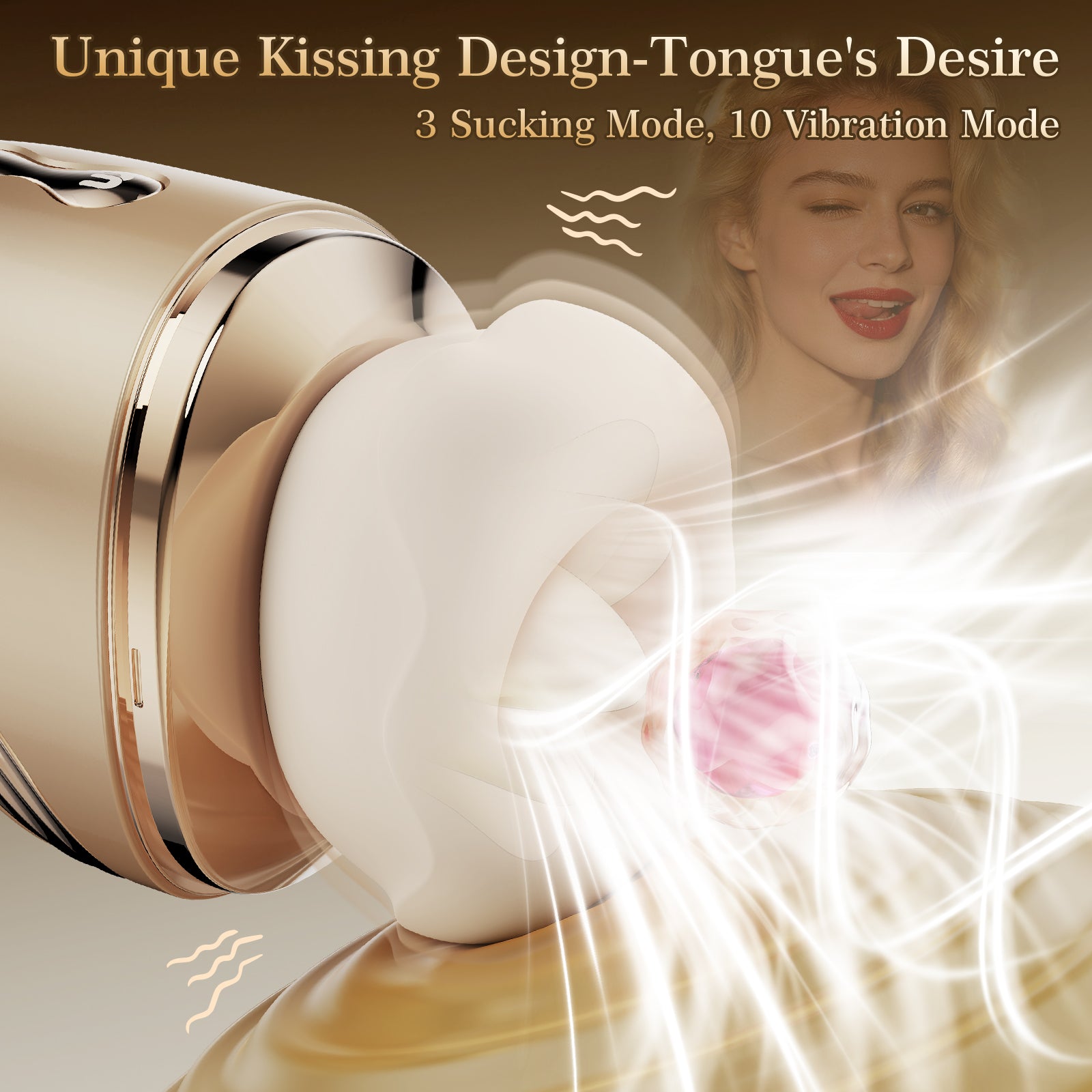Luxury Gold Kissing & Tongue-Licking 5-in-1 Stimulator
