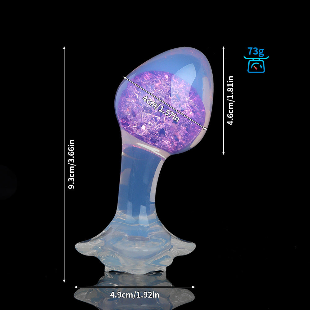 Aurora Ergonomic Curved-Neck Crystal Silicone Anal Plug with Petal Base - Lurevibe