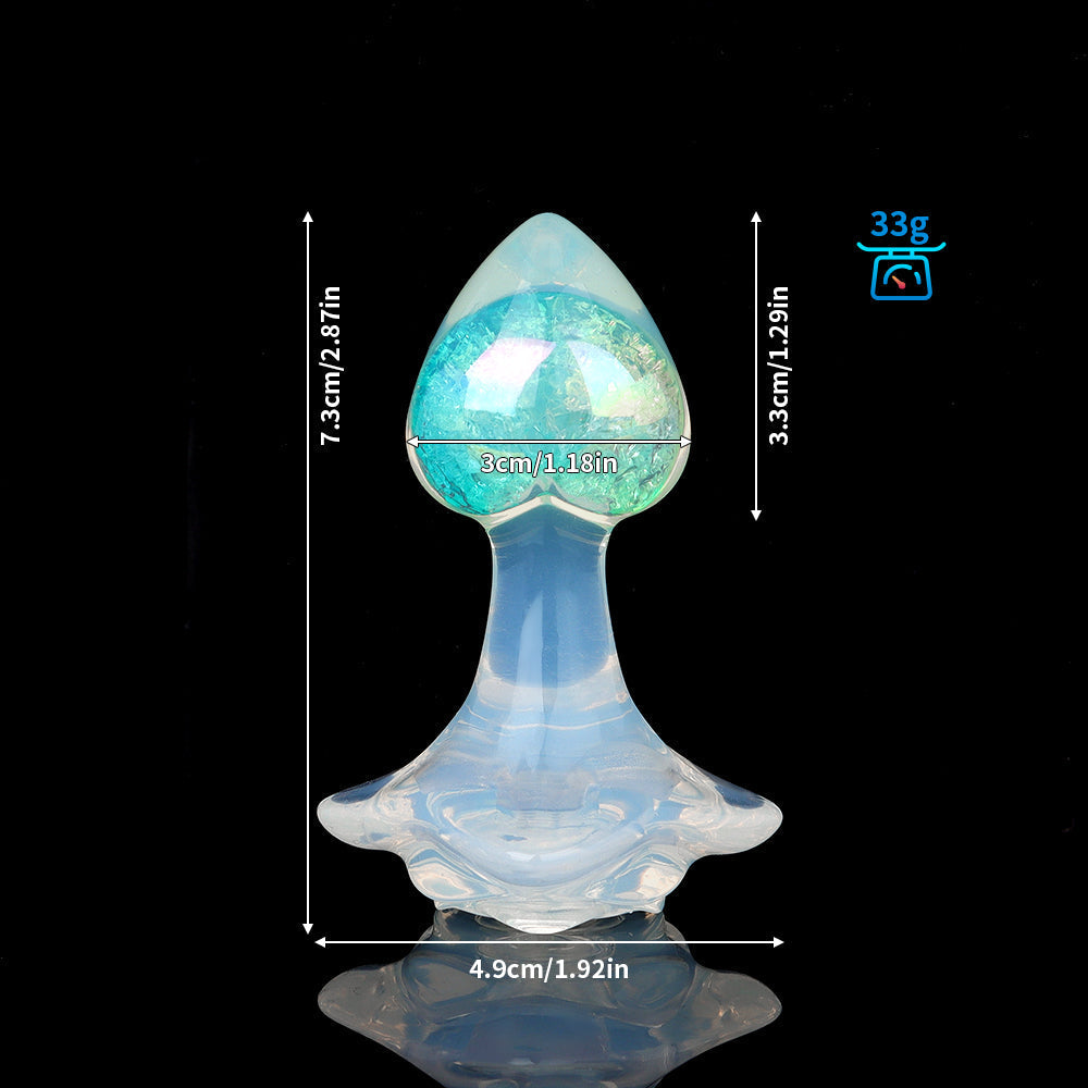 Aurora Peach Heart Acrylic Core Silicone Anal Plug with Petal Base - Lurevibe