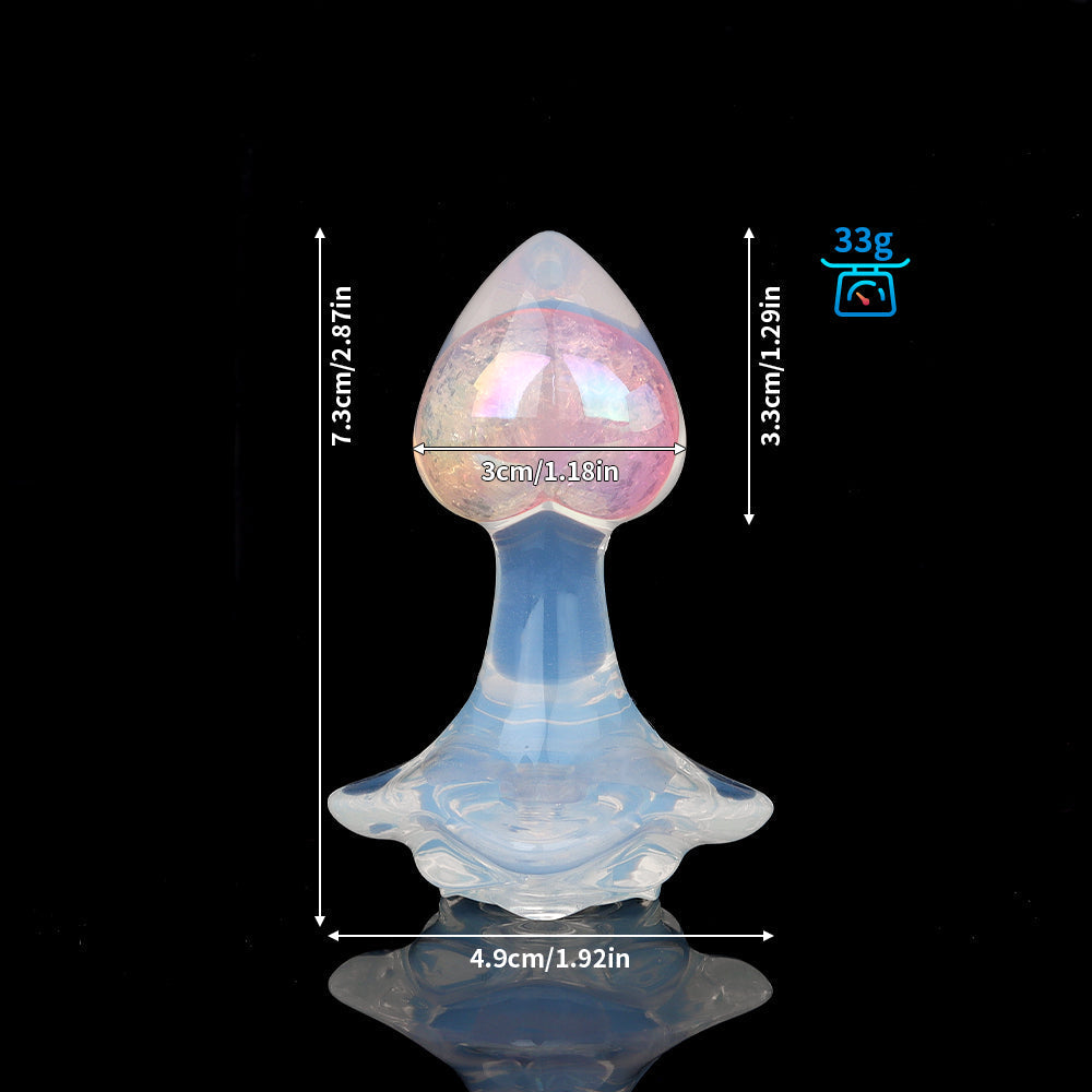 Aurora Peach Heart Acrylic Core Silicone Anal Plug with Petal Base - Lurevibe