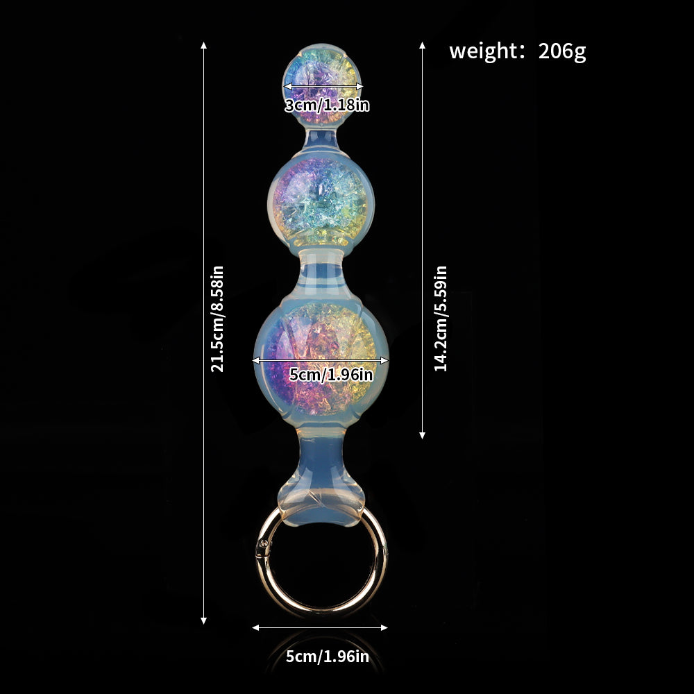 Aurora Peapod Graduated Anal Beads Plug with Metal Pull Ring