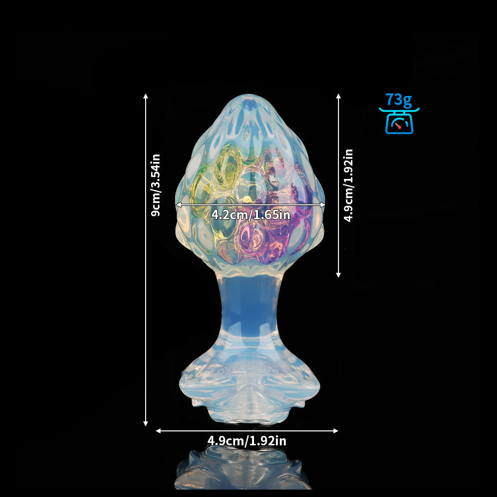 Aurora Custard Apple Textured Crystal Silicone Anal Plug with Rose Petal Base - Lurevibe