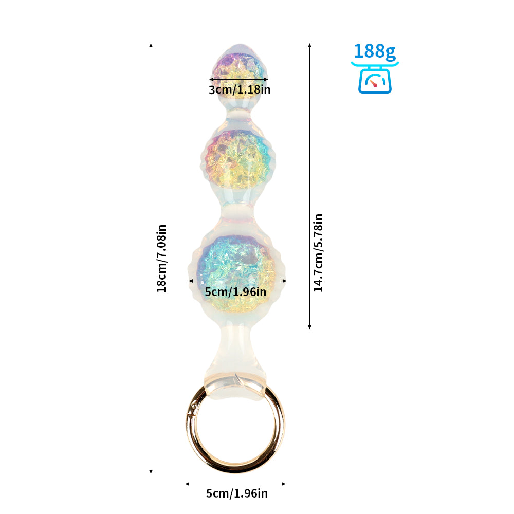 Aurora Ripple Textured Graduated Anal Bead Plug with Metal Pull Ring