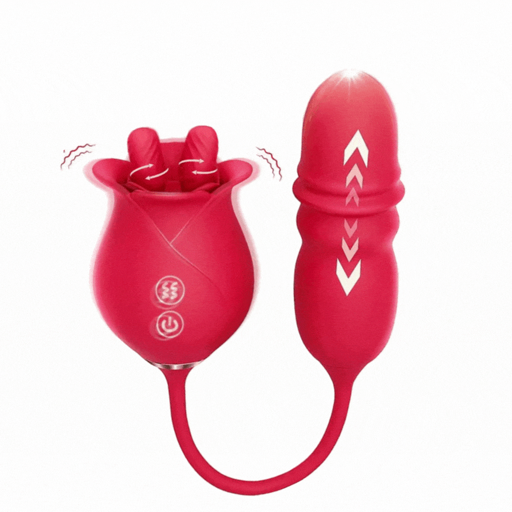 Rose Romeo Dual Tongue Rose Adult Toys Vibrators 10 Licking Thrust