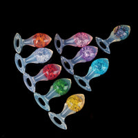 Aurora Drill Bit Crystal Silicone Anal Plug with Oval Pull Loop
