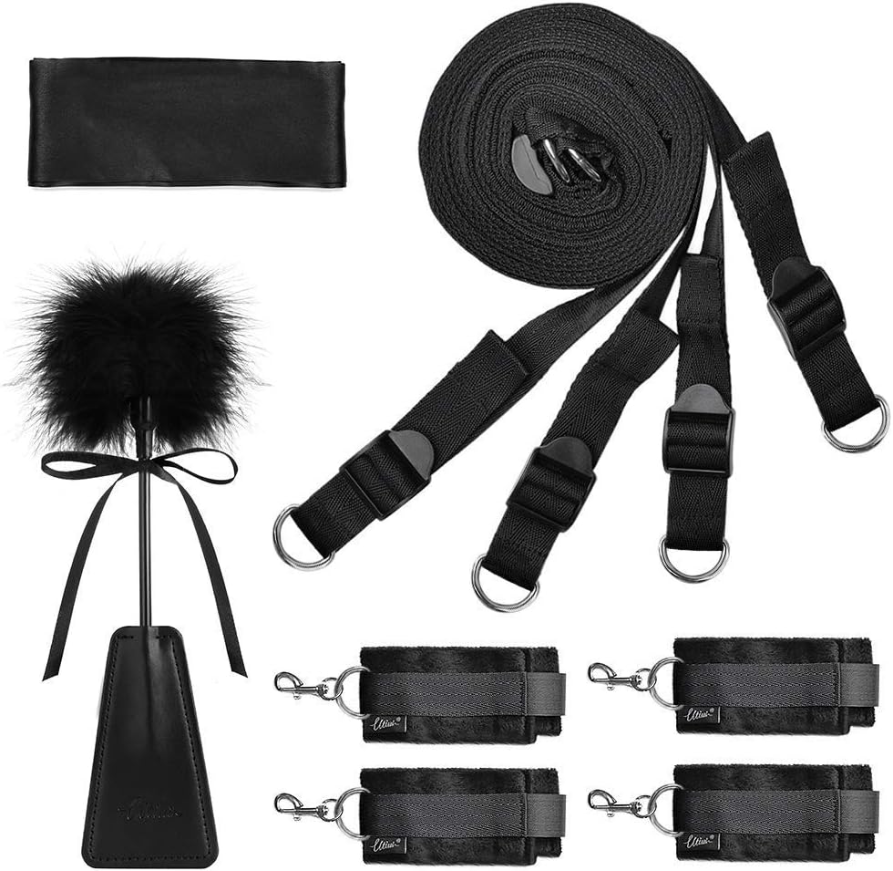 Sex Bondage BDSM Restraints Set with Blindfold and Tickler For Bedroom sex
