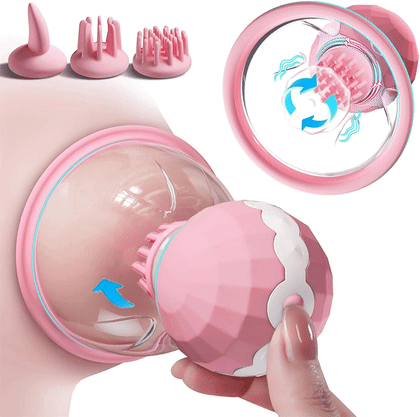 Nipple Rotation Vibrator Breast Suckers Massager for Women (A Pair)