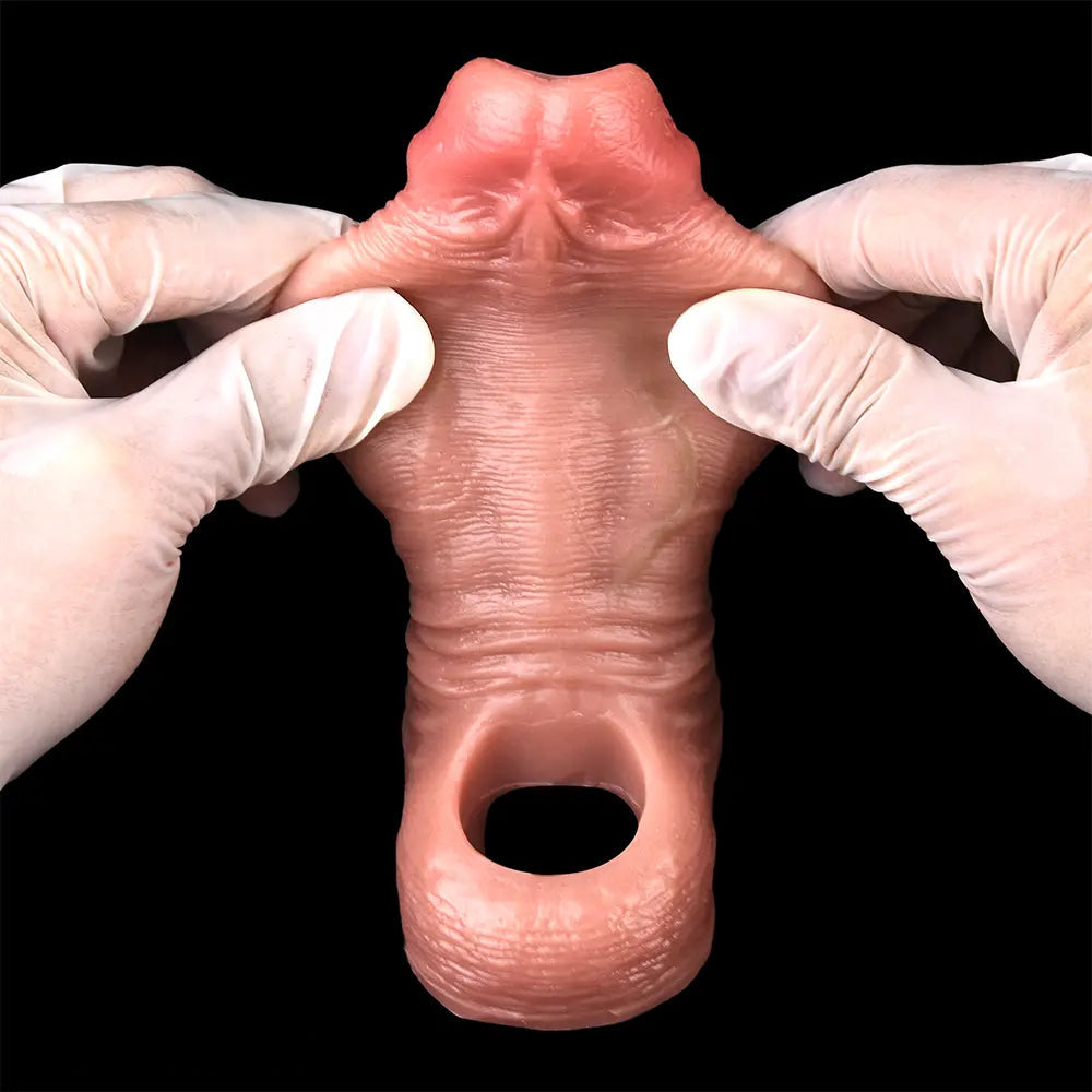 5.03in Strap on Penis Extender Cock Sleeve Liquid Silicone G-Spot Dildo