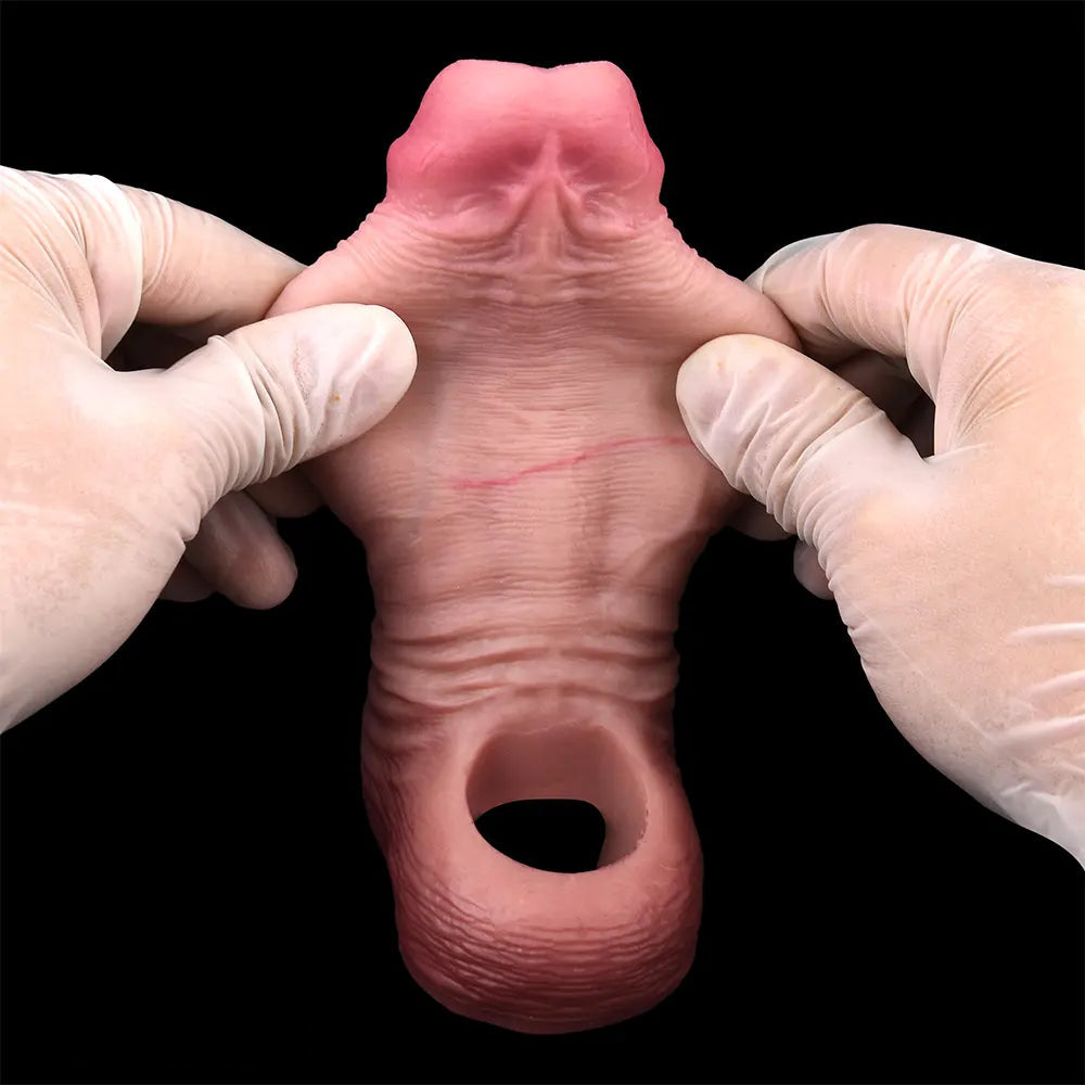 5.03in Strap on Penis Extender Cock Sleeve Liquid Silicone G-Spot Dildo