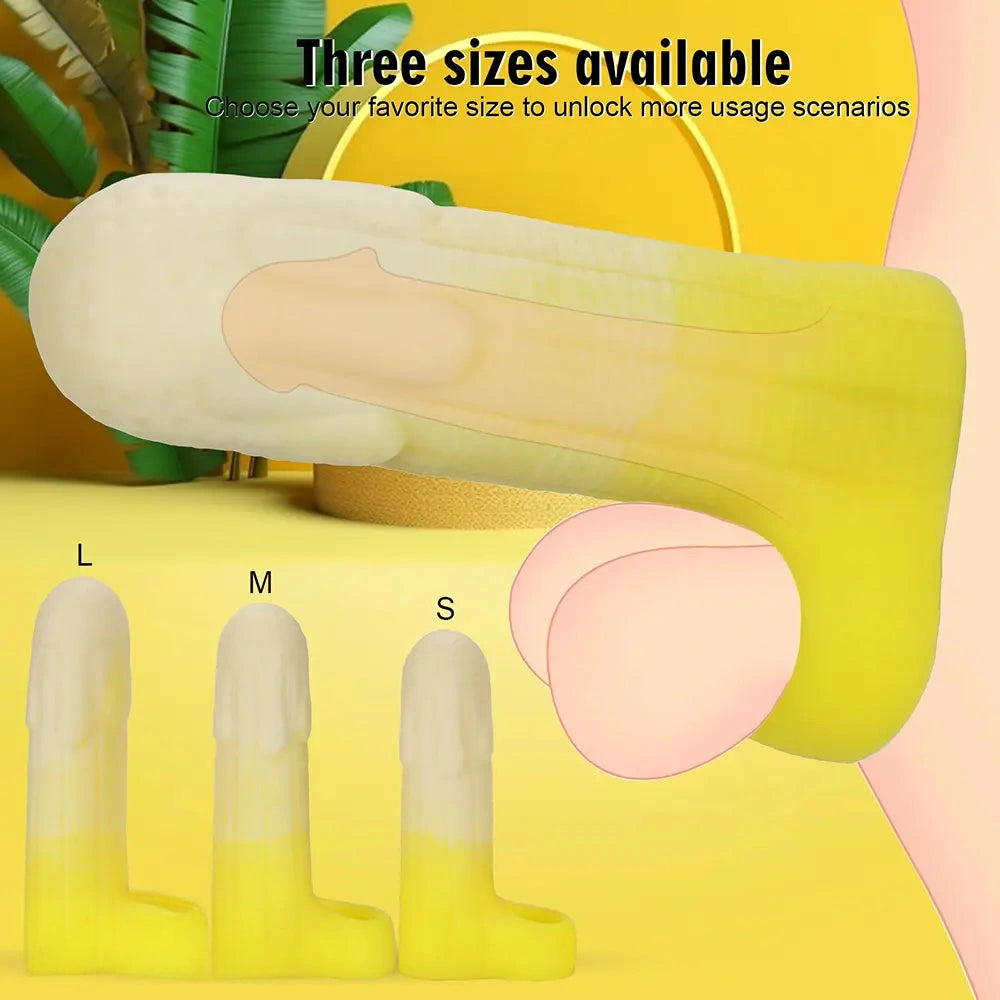 5.11in 5.31in 5.51in Banana Fantasy Hollow Dildo Sleeve Liquid Silicone Cock