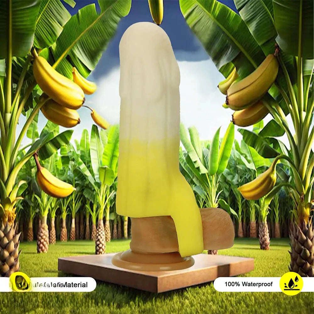 5.11in 5.31in 5.51in Banana Fantasy Hollow Dildo Sleeve Liquid Silicone Cock