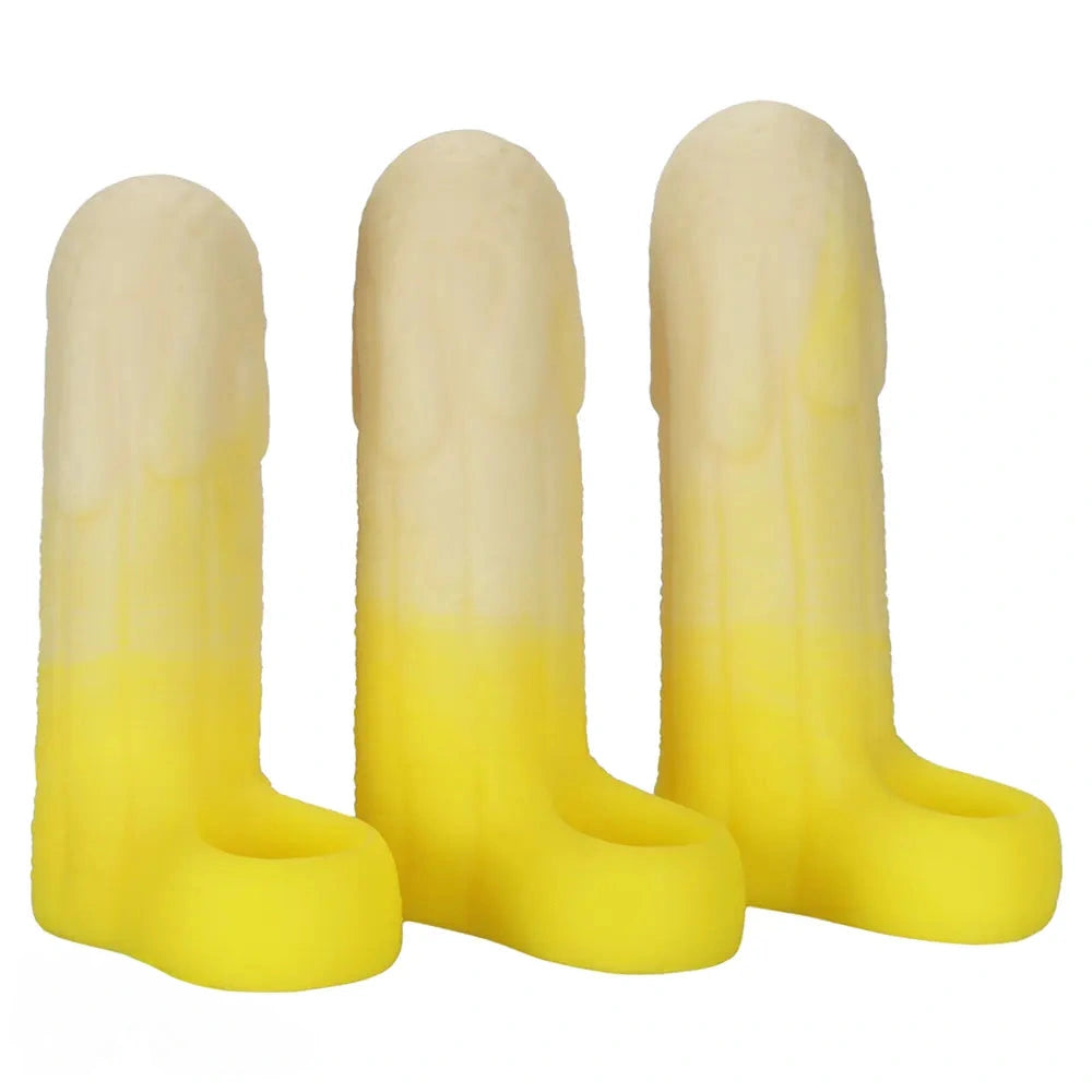 5.11in 5.31in 5.51in Banana Fantasy Hollow Dildo Sleeve Liquid Silicone Cock