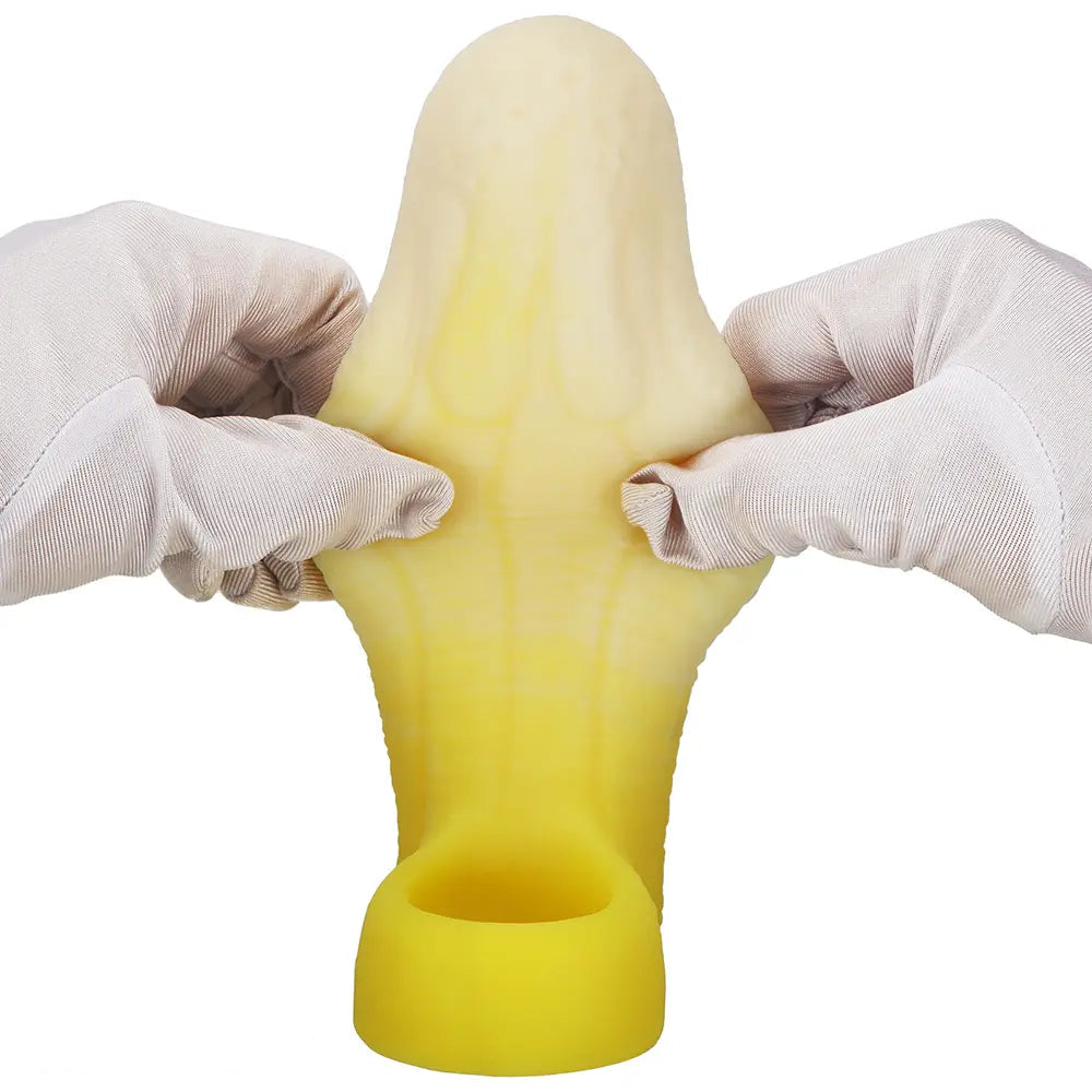 5.11in 5.31in 5.51in Banana Fantasy Hollow Dildo Sleeve Liquid Silicone Cock