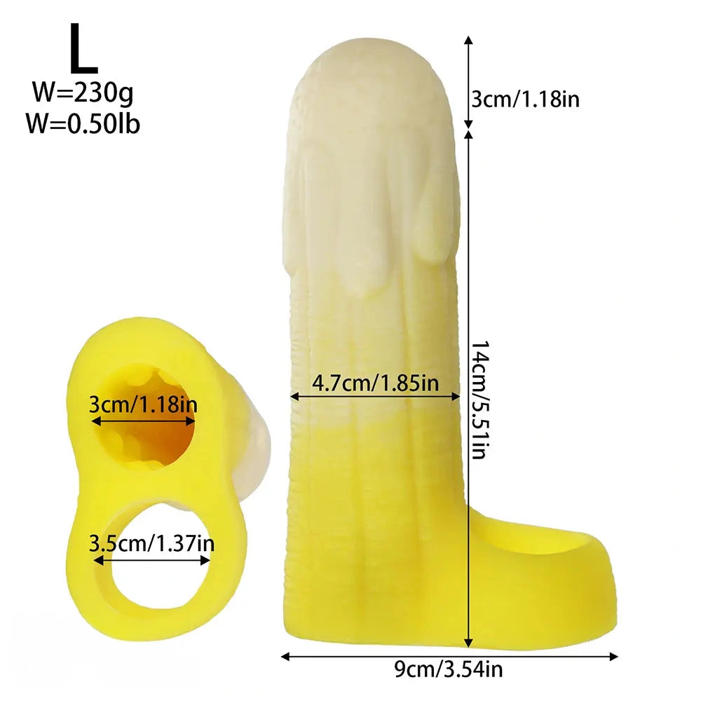 5.11in 5.31in 5.51in Banana Fantasy Hollow Dildo Sleeve Liquid Silicone Cock