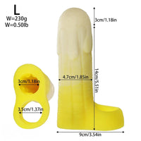 5.11in 5.31in 5.51in Banana Fantasy Hollow Dildo Sleeve Liquid Silicone Cock