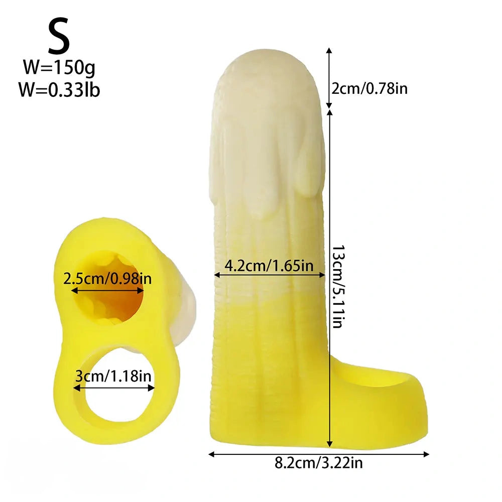 5.11in 5.31in 5.51in Banana Fantasy Hollow Dildo Sleeve Liquid Silicone Cock