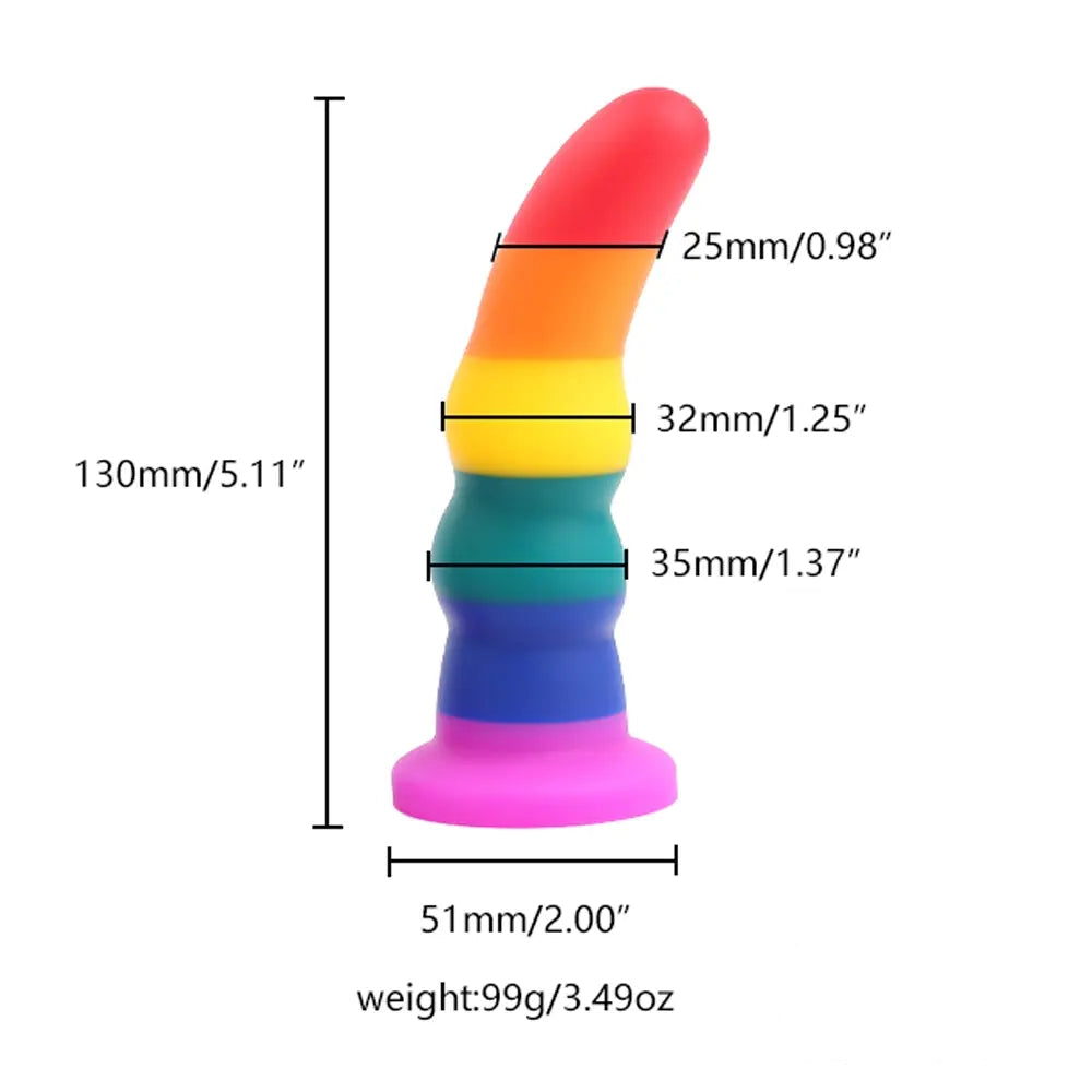 5.11in 6.1in 7.08in Silicone Rainbow Flexible Dildo For Gay LGBT Sex