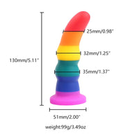 5.11in 6.1in 7.08in Silicone Rainbow Flexible Dildo For Gay LGBT Sex