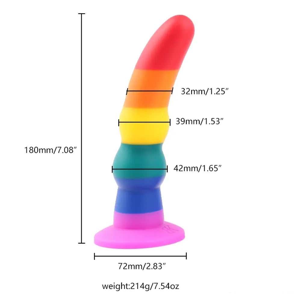 5.11in 6.1in 7.08in Silicone Rainbow Flexible Dildo For Gay LGBT Sex