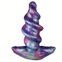 5.11in 6.29in 7.48in Spiral-Shaped Anchored Small Silicone Dildo Plug