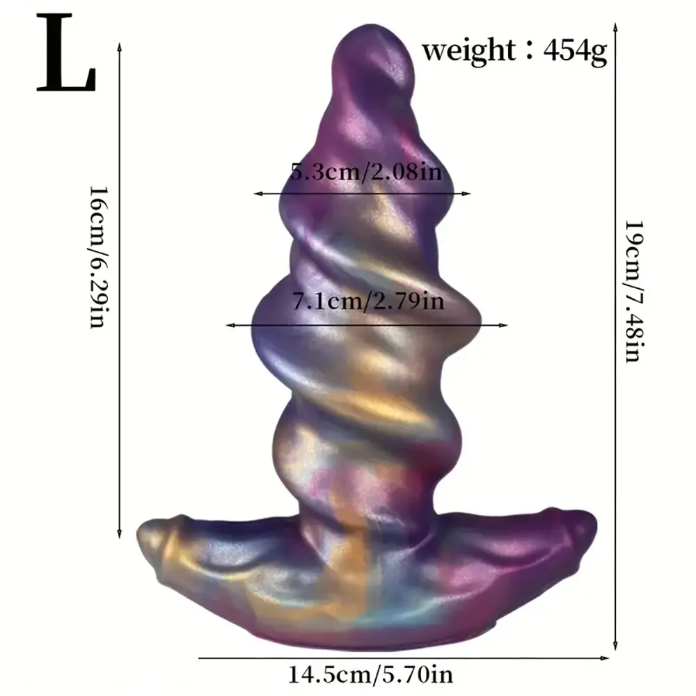 5.11in 6.29in 7.48in Spiral-Shaped Anchored Small Silicone Dildo Plug
