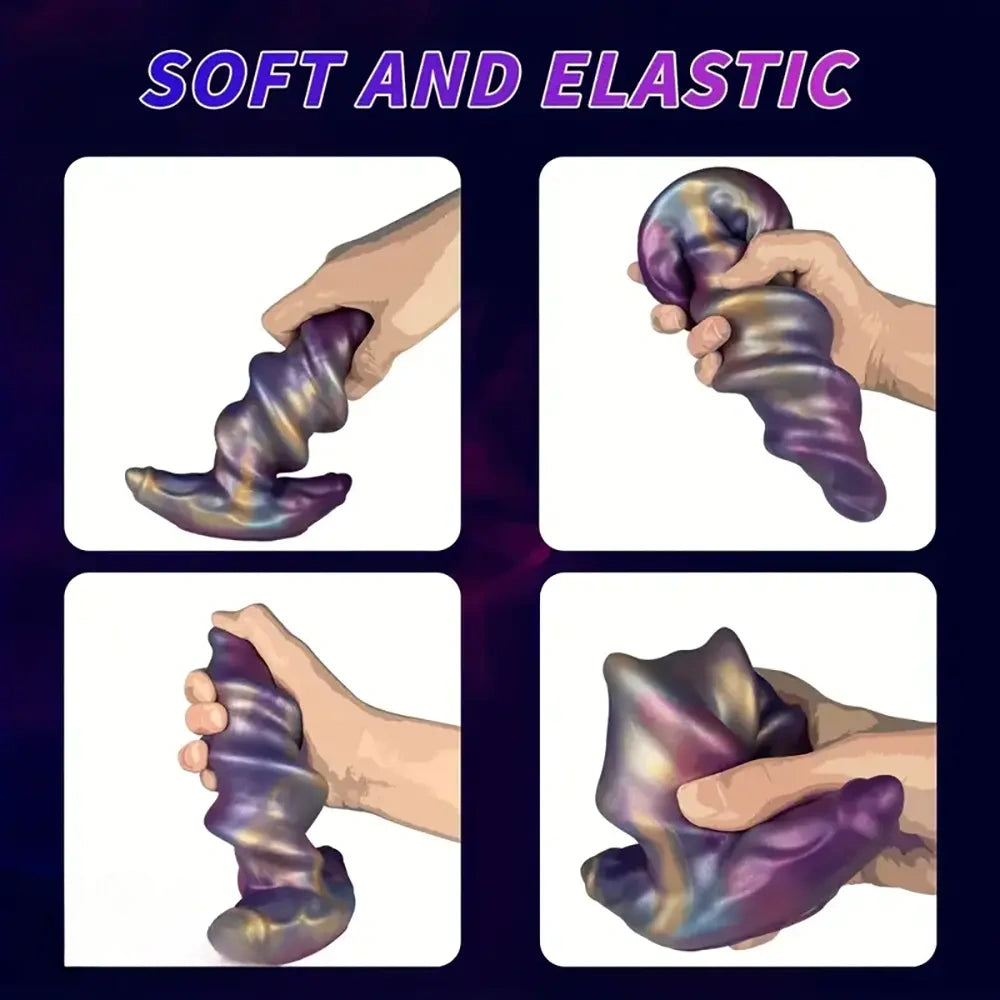 5.11in 6.29in 7.48in Spiral-Shaped Anchored Small Silicone Dildo Plug