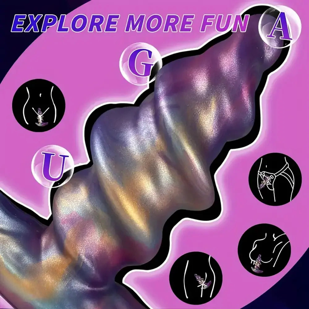 5.11in 6.29in 7.48in Spiral-Shaped Anchored Small Silicone Dildo Plug